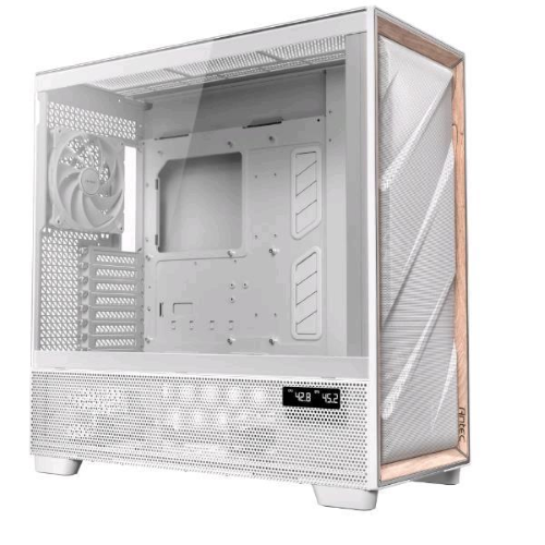 ANTEC FLUX PRO FULL TOWER E-ATX ATX, Micro-ATX, ITX FRONTALE ALTO FLUSSO CON INSERI IN LEGNO DI BETULLA PANNELLO LATERALE TRASPARENTE BIANCO